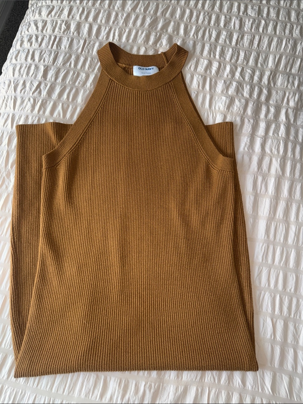Old Navy Ribbed Halter Tank in Mustard Brown